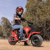 coleman 100cc gas powered mini bike Oryxearth Dirt Pit BRM100, 105CC 4-Stroke 3.5HP for Off Road & Trail Bike, Up to 28 Mph, Automatic Transmission and Pull to Start, Weight Support Up to pressure tires mini bike comes with a double shock absorber FRP GMB100 Plus Gas Mini
